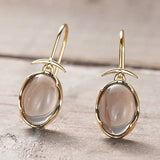 Daiiibabyyy  Huitan Women Drop Earrings Oval Shaped Luxury Gold Color Wedding Party Gentle Accessories Versatile Fashion Daily Lady Jewelry