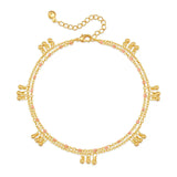 Daiiibabyyy  Color Double Layer Small Beads Chain Anklet for Women Light Luxury Summer Boho Vocation Foot Chain Party Jewelry Gifts