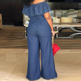 DAIIIBABYYY  -  Plus Size Shawl Sleeve Romper Women Jumpsuit Bodysuit Fashion Solid Wide Leg Pant Jumpsuit Overalls Wholesale Dropshipping