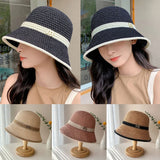 Daiiibabyyy Girls Straw Weave Sun Hat Windproof Ropes Women Mesh Breathable Hat Spring Summer Fisherman Caps New Adjustable Adjustable Caps