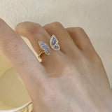 DAIIIBABYYY  -  Blue Butterfly Drip Oil Enamel Open Ring Women's Party Shining Jewelry The Best Gift for A Girlfriend