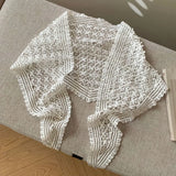 Daiiibabyyy  Retro Floral Printed Lace Triangle Scarf Transparent Embroidered Lace Head Scarf Thin Scarf Accessories Lace Headband Party