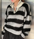 Daiiibabyyy  Retro Stylish Women's Knitted Sweater Loose Fit Overhead Neck Design Cashmere Autumn Winter Fashion Lazy Style Versatile Sweater