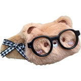 Daiiibabyyy  1pc Autumn new coffee colored glasses, teddy bear, clip, cute bangs, hair accessories clip