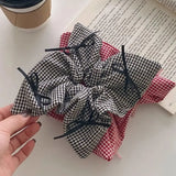 Daiiibabyyy  Fashion Trendy Lattice Bow Hair Rope High Elastic Sweet Scrunchies Cute Elegant Korean Style Hair Ring