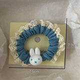 Daiiibabyyy  1PC Blue & Navy Rabbit - Decorated Scrunchies, Lace - Edged Hair Bands, Lovely Hair Accessories for Women