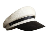 Daiiibabyyy  High Quality Casual Military Cap Man Woman Woolen Flat Hats Captain Cap White Vintage Leather Bill Newsboy Cap NC35