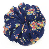 DAIIIBABYYY  -  Large Hair Band Elastic Chiffon Scrunchies Floral Print Malaysian Bunch Hair Tie Oversized Volumizing Malaysian Rubber Band