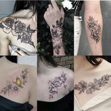 Daiiibabyyy  12pcs Flower Tattoo Stickers Arm Chest Temporary Tattoo Waterproof Fake Tattoo