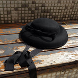 Daiiibabyyy  French Style Small Top Felt Hat Ribbon Band Black Fedora Hat for Women Bow Fascinator Tea Party Wedding CockTail Headpiece