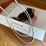 Daiiibabyyy New S925 Sterling Silver Double Layer Choker Rice Ball Chain Type Necklace Simple Women's Wedding Gift Boutique Fine Accessory