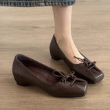Daiiibabyyy  Women's Loafers Shoes Square Toe Shallow Designer Heels Shoes New Heeled Sandals Retro Fad Walking Leather Casual Mujer Zapatos