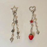 DAIIIBABYYY  -  Strawberry heart-shaped key chain drop beaded cute keychain women