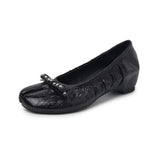Daiiibabyyy  Ballet Style Vintage Pleated Split Toe Women Pumps Fashion Soft Leather Rivet Bowknot 5CM High Heels Casual Tabi Loafers Shoes