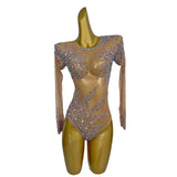 DAIIIBABYYY  -  Queen's Purple Glitter Jumpsuits Sparkle Bodycon Rompers Ladies Party Nightclub Show Short Shiny Diamonds Bodysuits Ziluolan