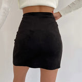 Daiiibabyyy Women's Sexy Spicy Girl Suede Skirt New Fashion Hot Selling Single Breasted Buttocks Wrapped Short Skirt Vintage Gothic Harajuku