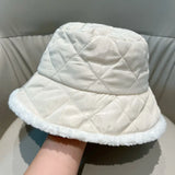 Daiiibabyyy  Winter Cotton Hats Lightweight Warm Hat Bucket Hat Fashion Versatile Foldable Basin Hat Plush Women's Hats Down Panama Caps
