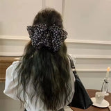 DAIIIBABYYY  -  Fashion Ribbon Hair Claw Bow Hair Clips for Women Girls Stain Bow Barrettes Hairpin Women Ponytail Clip Hair Accessories