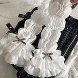 DAIIIBABYYY  -  Lolita Jk Lace Fingerless Gloves Women Bow Kawaii White Lace Sleeve Cover Ballet Strap Y2K Cosplay JK Clothing Accessories