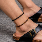 DAIIIBABYYY  -  Fashion Stone Beads Adjustable Anklet For Men Tiger Eye Stone Tangling Stone Hand-woven Foot Chain Gift Jewelry