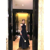 DAIIIBABYYY  -  2025 Backless Cross Hanging Neck Dress Women Summer Pure Desire To Tuck in Waist Swing Long Design A-line Vestidos