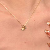 Daiiibabyyy  New Shiny Zircon Necklace for Women Flower Heart Starburst Pendant Necklace Sweet Lovely Banquet Party Jewelry Accessories Gifts