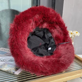 Daiiibabyyy  Oversize Faux Fur Bucket Hat Winter Luxury Warm Fluffy Fisherman Hat Women Fashion Party Caps Female Furry Thickened Basin Hat