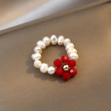Daiiibabyyy  High Quality Sweet Flower Design Natural Freshwater Pearl Female Party Ring Jewelry For Women Cheap Gifts