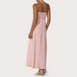 Daiiibabyyy  Women Tube Maxi Dress Ruched Strapless Bodice A Line Long Dress Elegant Lady Sleeveless Flowy Summer Sundress