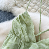 DAIIIBABYYY  -  Elegant V-neck Straps Vintage Sleeveless Chic Asymmetrical Ruffles Backless Slim Dresses French Vacation Women Fashion Clothing