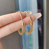 Daiiibabyyy  Vintage Metal Oval Earrings For Women Simple Geometric Circle Pendant Earrings Casual Daily Party Jewelry Accessrise Gifts