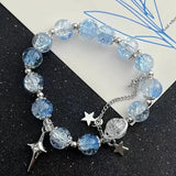 DAIIIBABYYY  -  Moonlight Crystal Bracelet Opal Sea Blue Treasure Light Luxury Elastic Bracelet for Girls Women Fashion Gift Jewelry Accessories
