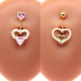 Daiiibabyyy  Y2K Body Jewelry Stainless Steel Wing Heart Belly Button Rings Sexy Accessory Charms Belly Button Ring Shining Crystal Piercing