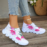 Daiiibabyyy  Flower Breathable Knitted Flats Women Autumn Comfort Soft Sole White Sneakers Woman Slip-On Flat Heels Platform Sport Shoes