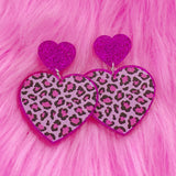 Daiiibabyyy  Y2K Jewelry Pink Leopard Earrings Korean Fashion Punk Cool Egirl Acrylic Dangle Earrings for Women 2000s Accessories Party