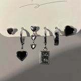 DAIIIBABYYY  -  6Pcs/set Women Silver Color Rhinestone Butterfly Stud Earrings Y2K Korean Fashion Punk Earring Stud Jewelry Sets Gift