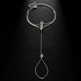 Daiiibabyyy  Fashion Multilayer Zircon Hand Chain Bracelets Link Ring for Her Stainless Steel Finger Bracelet Trendy Wedding Party Jewelry