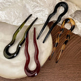 DAIIIBABYYY  -  U-Shaped Hair Fork Fashion Tortoiseshell Acetate Acrylic Hairpin Geometric Design Headwear Hair Sticks Women Girls