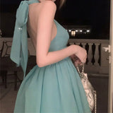 DAIIIBABYYY  -  Female Korean Fashion Halter Dresses Summer Women Clothing Fashionable Lacing Bow Off Shoulder Corset Sexy Dress Trend Sundress