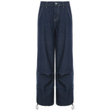 DAIIIBABYYY  - Harajuku Street Fashion Women Baggy Jeans Fold Detail Y2K Oversized Denim Pants Hip Hop Loose Sweatpants  Dark Blue