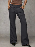 Daiiibabyyy  Spring Women's Clothing High Waist Wide Leg Pants For Woman Flowy Slimming Casual Trousers Polyester Full Length Elegant
