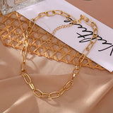 Daiiibabyyy Simple Punk Stainless Steel  Link Chain Necklace for Women Hip Hop Street Trend Men Necklace Jewelry Gift