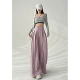 DAIIIBABYYY  -  Streetwear Wide Leg Pants Women Korean Black High Waist Suit Pants Summer Fashion Elegant Lace Up Straight Trousers New
