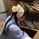 Daiiibabyyy  Red Strawberry Hand-Embroidered Multi-Layer Lace Hair Ring Spring Fresh Women's Hair Accessories