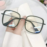 DAIIIBABYYY  -  Large Square Frame Woman Glasses Ins Girl Fashion Transparent Reading Glass High-definition Anti-blue Light Computer Eyeglass