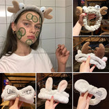 Daiiibabyyy 1pc cute Soft Coral Fleece Headband Animal Ears Hairband Wash Face Hair Holder Bow Turban for Women Hair Band Hair Accessories
