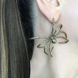 Daiiibabyyy  Gothic Metal Spider Pendant Earrings for Women Exaggerated Gold Color Big Spider Personality Earrings Party Jewelry Gifts