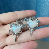 Daiiibabyyy  Y2K Pink Moonlight Stone Star Pendant Earrings For Women Egirl Fashion Sweet Crystal Star Ear Buckle Jewelry Accessories