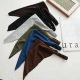 Daiiibabyyy  New Fashion Bohemian Solid Color Hair Scrafs Turban Headband Sweet Cotton Headscarf Triangle Bandanas For Women Hair Accessories