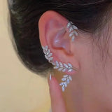 Daiiibabyyy  Fashion Shiny Zircon Pearl Ear Clip Ear Cuff for Women Silver Color Metal No Piercing Fake Cartilage Earrings Wedding Jewelry